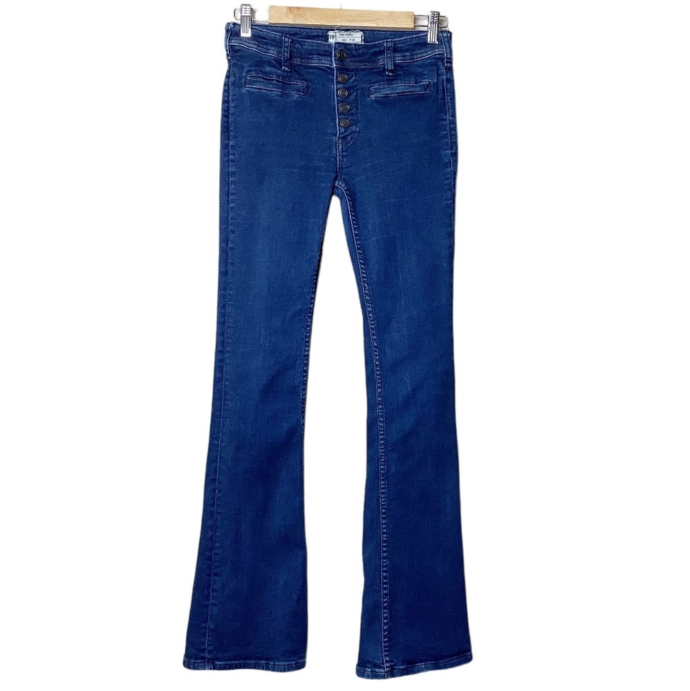 Free People button fly skinny flare jeans 26 2 boot cut bootcut high rise waist